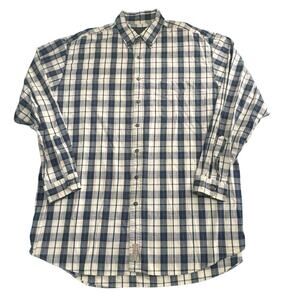Abercrombie & Fitch The Big Shirt Mens XL Blue & Cream Plaid Flannel Y2K